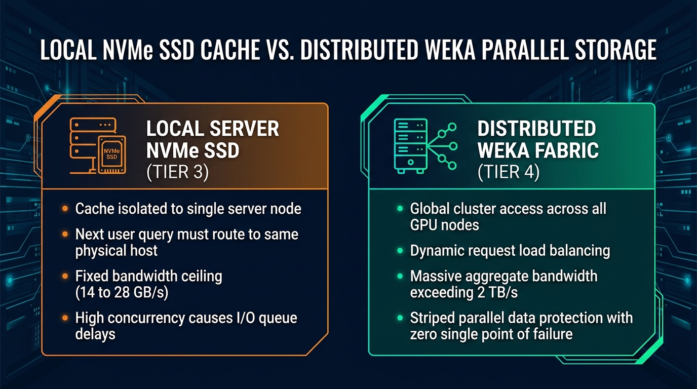 Local Server NVMe SSD vs. Distributed WEKA Parallel Storage Fabric: Stranded Cache vs. Global Access