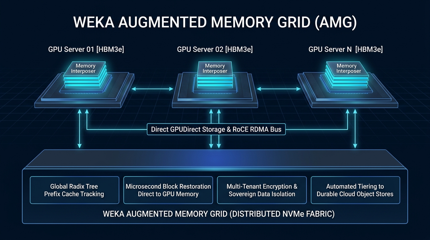 WEKA Augmented Memory Grid (AMG) Architecture: GPUDirect RDMA Fabric to Distributed NVMe L4 Extension